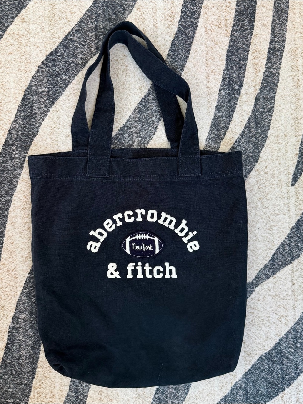 Y2K ABERCROMBIE & FITCHLogo NAVY BLUE TOTE BAG vintage